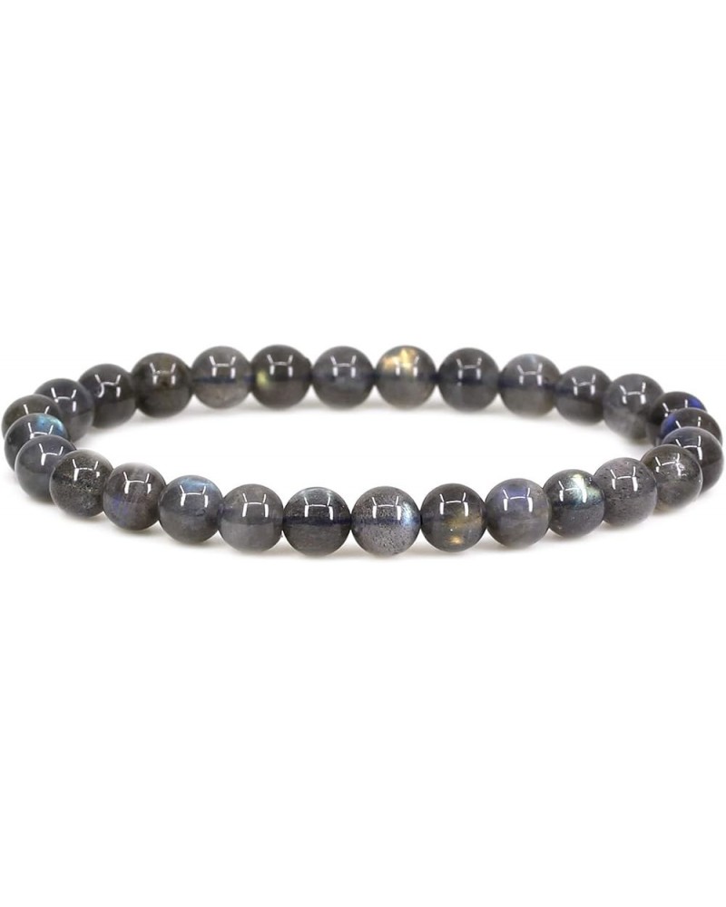 Natural Gemstone 6mm Round Beads Stretch Bracelet 7 Inch Labradorite $7.53 Bracelets