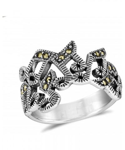 Musical Note Melody Marcasite Style Pyrite .925 Sterling Silver Ring $10.87 Rings