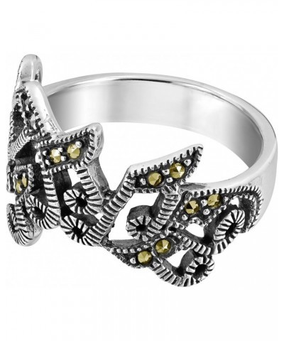 Musical Note Melody Marcasite Style Pyrite .925 Sterling Silver Ring $10.87 Rings