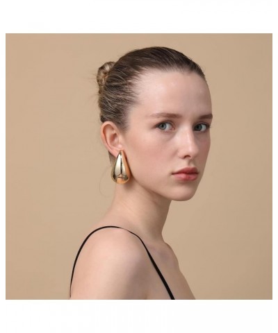 Gold Teardrop Earrings - Bottega Earring Dupes Chunky Gold Hoops Earrings for Women, Lightweight Bottega Drop Earrings Christ...