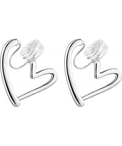 Clip On Earrings Heart Clip Earrings for Women Girls Teen Earrings Silver $7.50 Earrings