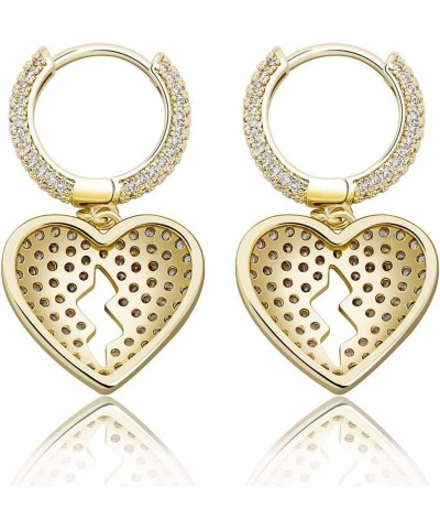 Broken Heart Stud Earrings Iced Out Cubic Zirconia Trend Delicate Jewelry For Women Men Rose gold $13.16 Earrings