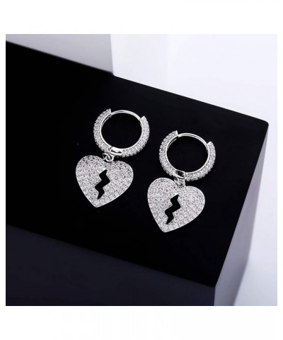 Broken Heart Stud Earrings Iced Out Cubic Zirconia Trend Delicate Jewelry For Women Men Rose gold $13.16 Earrings