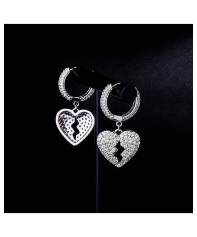 Broken Heart Stud Earrings Iced Out Cubic Zirconia Trend Delicate Jewelry For Women Men Rose gold $13.16 Earrings