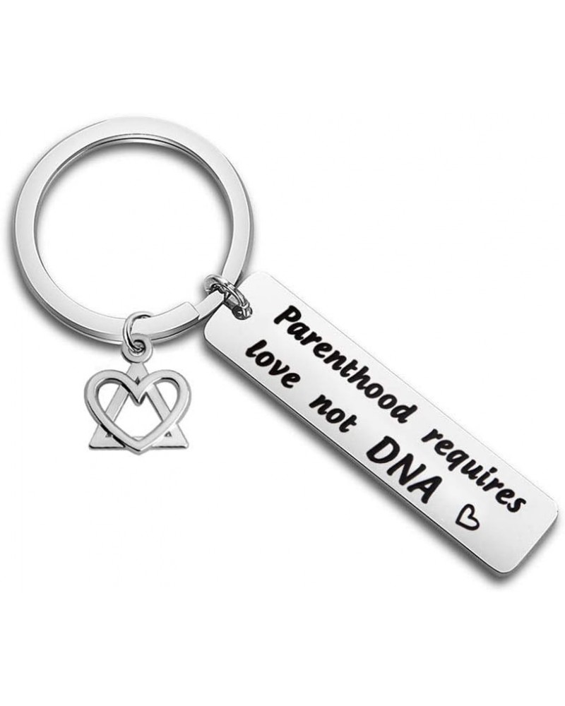 Step Parent Keychain Parenthood Requires Love Not DNA Adoption Gift For Step Dad Mom Parenthood Love Keychain $8.74 Others