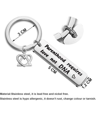 Step Parent Keychain Parenthood Requires Love Not DNA Adoption Gift For Step Dad Mom Parenthood Love Keychain $8.74 Others