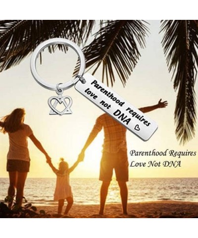 Step Parent Keychain Parenthood Requires Love Not DNA Adoption Gift For Step Dad Mom Parenthood Love Keychain $8.74 Others