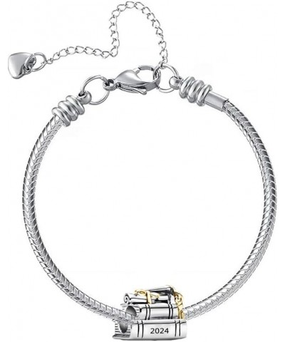 Graduation Gift Class of 2024 Bachelor's Hat Charm Bead for Pandora Snake Bracelet Necklace 2024 $8.25 Bracelets