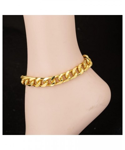 Cuban Link Anklet Bracelet for Women Men Teen Girls Boys, Hip-hop 18K Gold/White Gold Plated Iced Out Rhinestones Filled Chai...