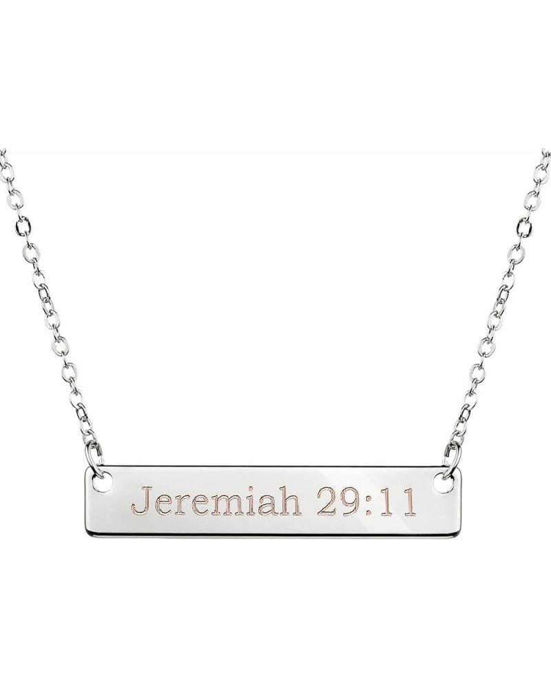 Silver Christian Bar Necklace Bible Verse Necklace Faith Necklace Sister Necklace Baptism Gift Birthday Jeremiah 29:11 $14.95...