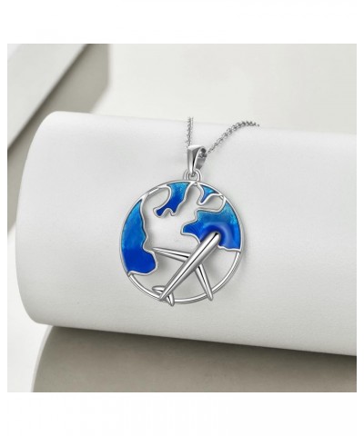 Airplane Necklace for Women Sterling Silver Flight Attendant Gifts(blue) $23.51 Necklaces