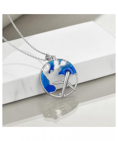 Airplane Necklace for Women Sterling Silver Flight Attendant Gifts(blue) $23.51 Necklaces