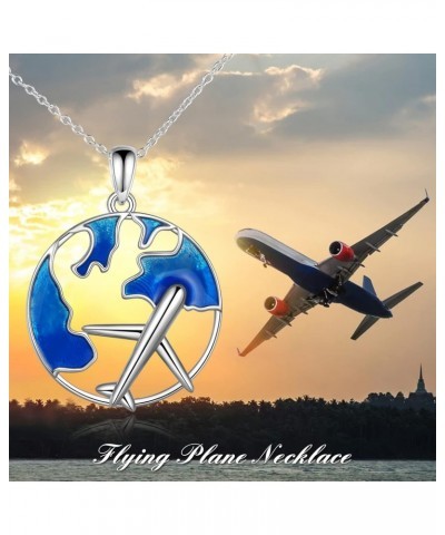 Airplane Necklace for Women Sterling Silver Flight Attendant Gifts(blue) $23.51 Necklaces