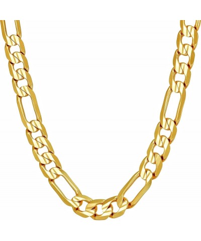 7mm Figaro Chain Necklace Diamond Cut 24k Real Gold Plated Gold 18 inches $36.66 Necklaces