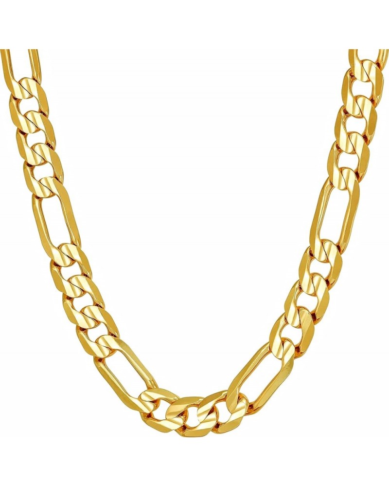 7mm Figaro Chain Necklace Diamond Cut 24k Real Gold Plated Gold 18 inches $36.66 Necklaces