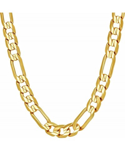 7mm Figaro Chain Necklace Diamond Cut 24k Real Gold Plated Gold 18 inches $36.66 Necklaces