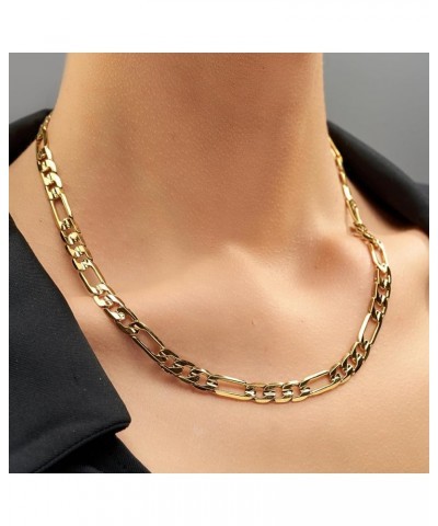 7mm Figaro Chain Necklace Diamond Cut 24k Real Gold Plated Gold 18 inches $36.66 Necklaces