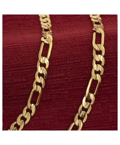 7mm Figaro Chain Necklace Diamond Cut 24k Real Gold Plated Gold 18 inches $36.66 Necklaces