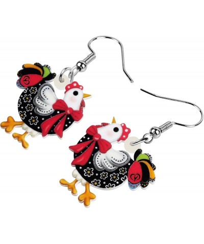 Acrylic Cute Hen Rooster Chicken Farm Animal Earrings for Women Girls Hypoallergenic Dangle Hook Earrings Jewelry Gifts for C...