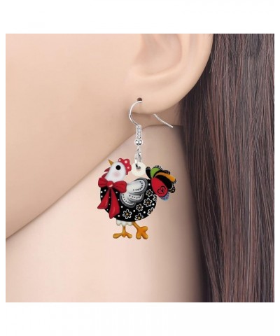 Acrylic Cute Hen Rooster Chicken Farm Animal Earrings for Women Girls Hypoallergenic Dangle Hook Earrings Jewelry Gifts for C...