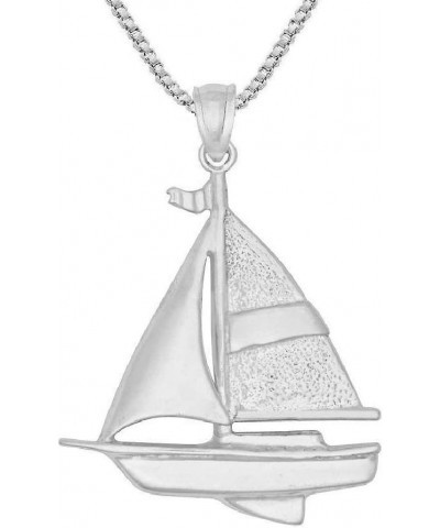 Sterling Silver Sailboat Pendant, Made in USA, 18" Italian Box Chain Pendant w/ 0.8mm 18" Box Chain $12.96 Necklaces