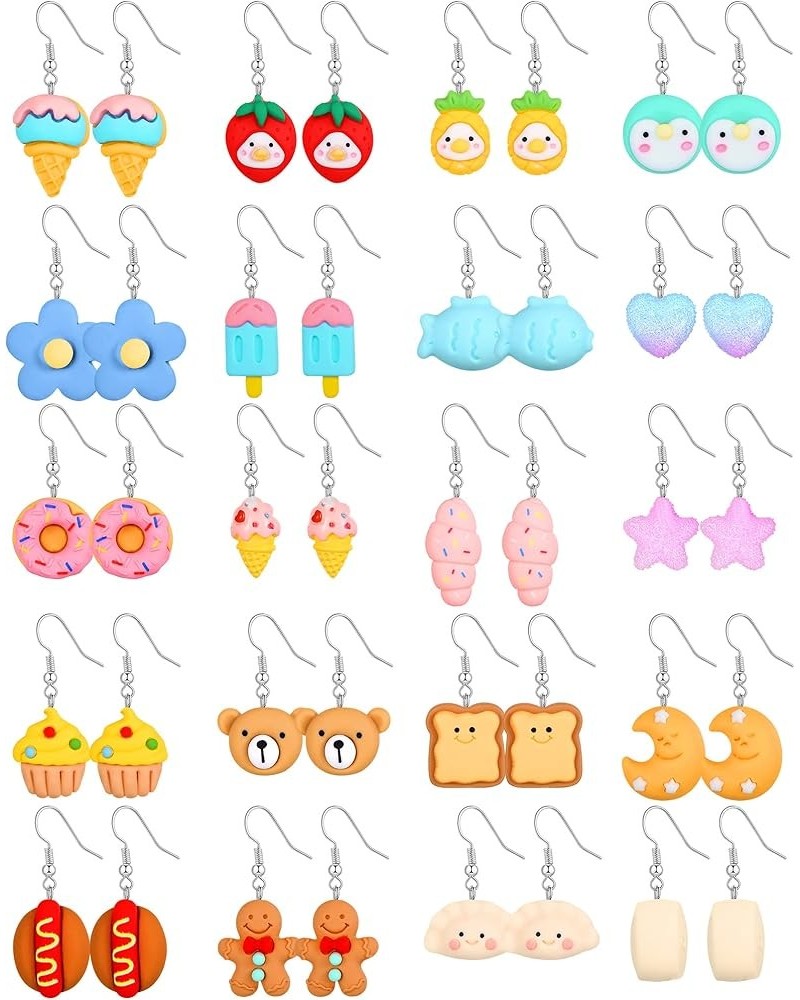 20 Pairs Cute Weird Earrings Funny Dangle Drop Earrings for Women Girls Teen Girls Include Gummy Candy Bear Milk Goldfish Car...