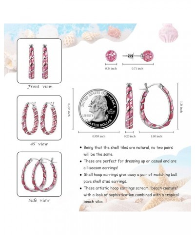 Shell Hoop Earrings, Rhodium Plated Oval Inside Out Hoop Earrings For Women Fashion Jewelry Gift Red Shell $15.30 Earrings