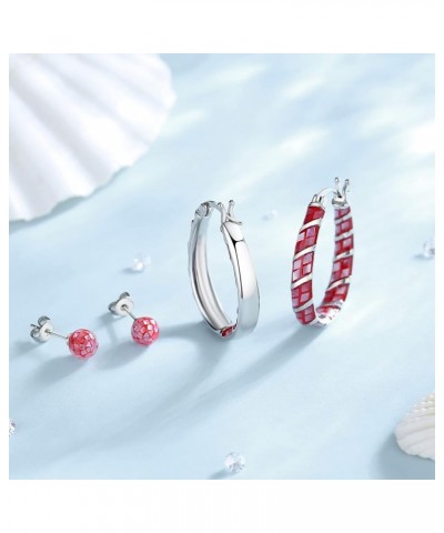 Shell Hoop Earrings, Rhodium Plated Oval Inside Out Hoop Earrings For Women Fashion Jewelry Gift Red Shell $15.30 Earrings