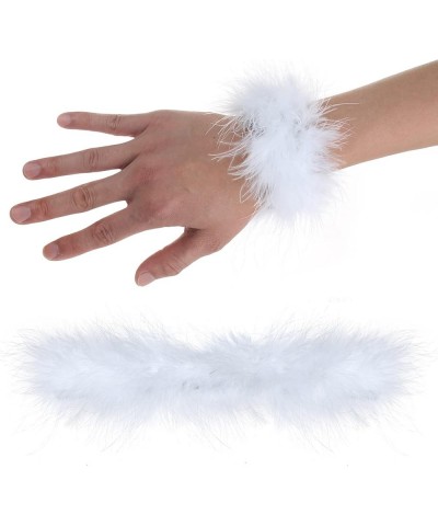 2Pcs Women's Feather Slap Bracelets Watch Patting Circle Slap Ring Wrist Decoration Cuff Sleeves Slap Bangle White $7.79 Brac...