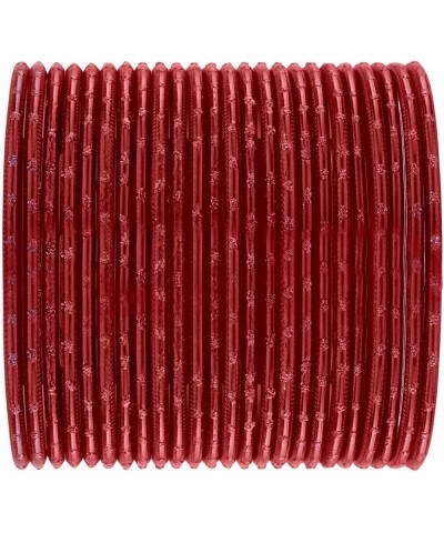 Indian Bangles Set Bollywood Plain Metal Bangle Bracelets Costume Jewelry for Women & Girls Scarlet Red Color (Set of 24 Pcs)...