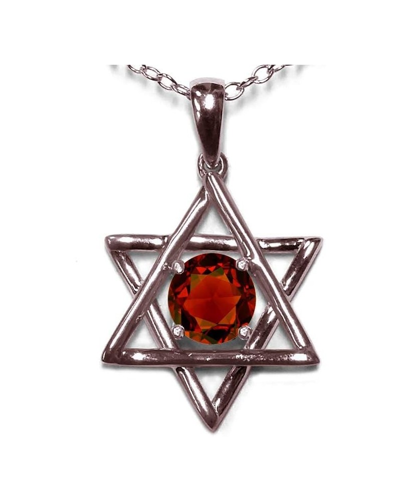 10k Gold Jewish Star of David Pendant Necklace Garnet Rose Gold $107.24 Necklaces