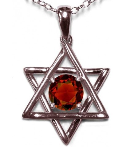 10k Gold Jewish Star of David Pendant Necklace Garnet Rose Gold $107.24 Necklaces