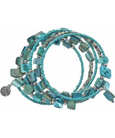 Bohemian Layered Shell Beaded Necklace Set Seed Bead Irregular Costume Jewelry for Women Sky Blue-SL $11.36 Jewelry Sets