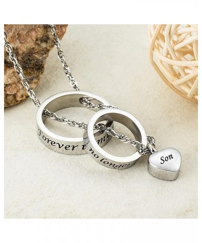 Urn Necklace for Ashes No Longer by My Side, Forever in My Heart Carved Locket Cremated Ashes Necklace Silver-Son $11.79 Neck...