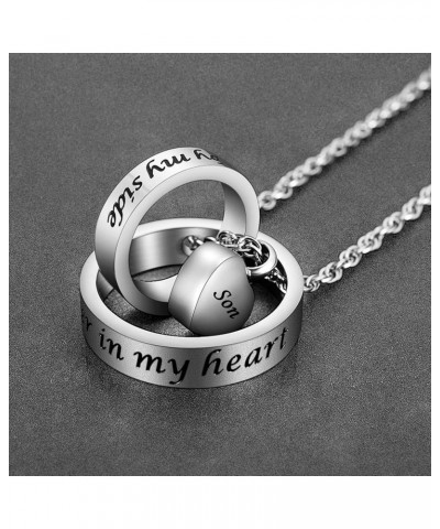 Urn Necklace for Ashes No Longer by My Side, Forever in My Heart Carved Locket Cremated Ashes Necklace Silver-Son $11.79 Neck...