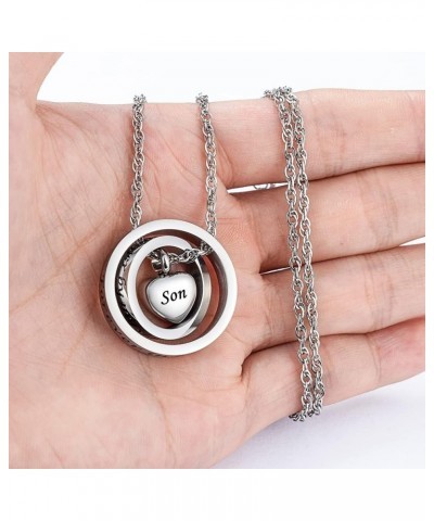 Urn Necklace for Ashes No Longer by My Side, Forever in My Heart Carved Locket Cremated Ashes Necklace Silver-Son $11.79 Neck...