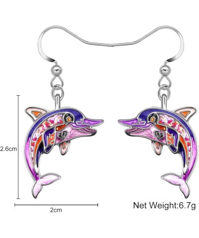 Cute Enamel Alloy Ocean Animal Creative Seahorse Shark Whale Jellyfish Octopus Dolphin Dangle Earrings for Women Girls Fashio...