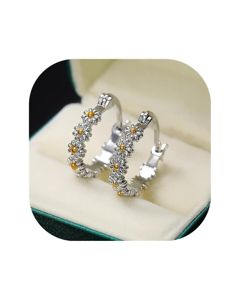 Earrings for Women Diamond Hoop Luxury Round Diamond Earrings Personality Bright Rhinestone Earrings One Size 04-Silver $3.77...