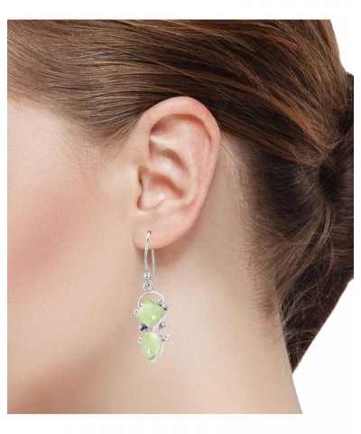 925 Sterling Silver Handmade Drop Dangle Earring for Women Two Gemstone Fashion Jewelry for Gift (98558_E) Prehnite $22.08 Ea...