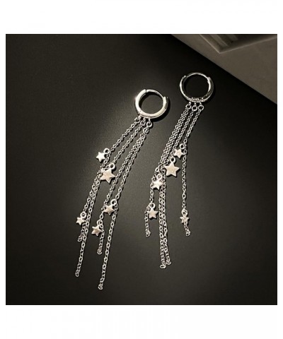 Star Chain Dangle Earrings for Women Girls 925 Sterling Silver Small Hoop Earring Long Tassel Chains Shooting Stars Statement...