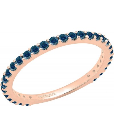 Round Diamond or Gemstone Eternity Stackable Wedding Band for Women | Available in 10K/14K/18K Gold Blue Diamond in 10K Rose ...