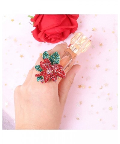 Christmas Ring for Women,Statement Crystal Christmas Jewelry for Women Xmas Poinsettia Flower Santa Tree Finger Ring Thanksgi...