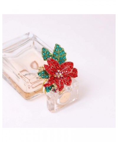 Christmas Ring for Women,Statement Crystal Christmas Jewelry for Women Xmas Poinsettia Flower Santa Tree Finger Ring Thanksgi...