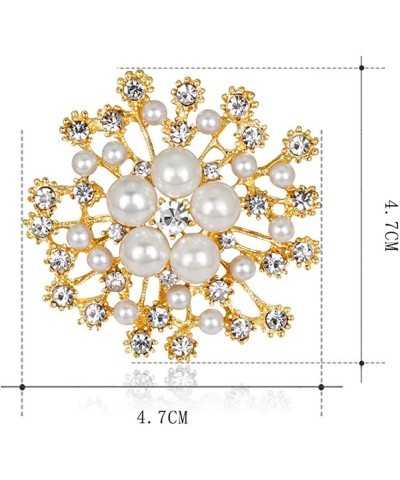 Ladies Snowflake Faux Pearl Rhinestone Decor Brooch Pin Corsage Fashion Creative Gift Silver $3.63 Brooches & Pins