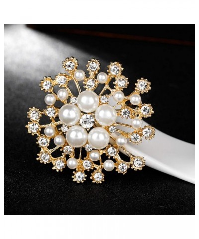 Ladies Snowflake Faux Pearl Rhinestone Decor Brooch Pin Corsage Fashion Creative Gift Silver $3.63 Brooches & Pins