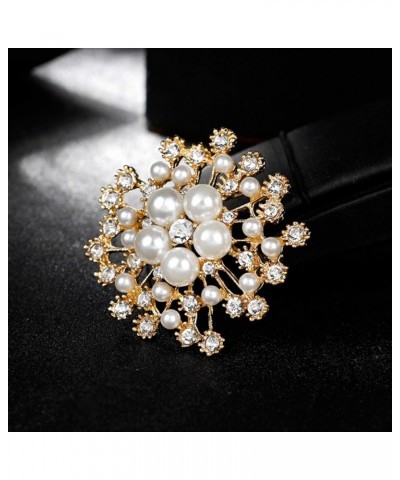 Ladies Snowflake Faux Pearl Rhinestone Decor Brooch Pin Corsage Fashion Creative Gift Silver $3.63 Brooches & Pins