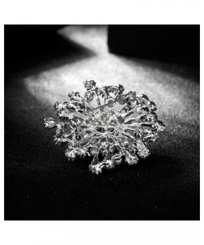 Ladies Snowflake Faux Pearl Rhinestone Decor Brooch Pin Corsage Fashion Creative Gift Silver $3.63 Brooches & Pins