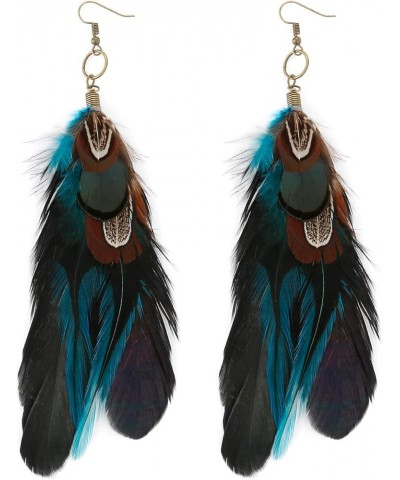 Bohemian Style Boho Multicolor Pheasant Feathers Dangle Earrings for Women and Girls (er006359) Style J $6.29 Earrings