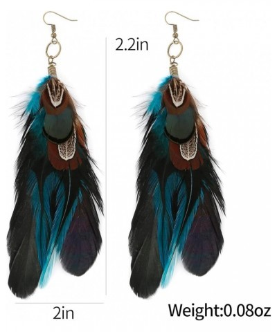 Bohemian Style Boho Multicolor Pheasant Feathers Dangle Earrings for Women and Girls (er006359) Style J $6.29 Earrings