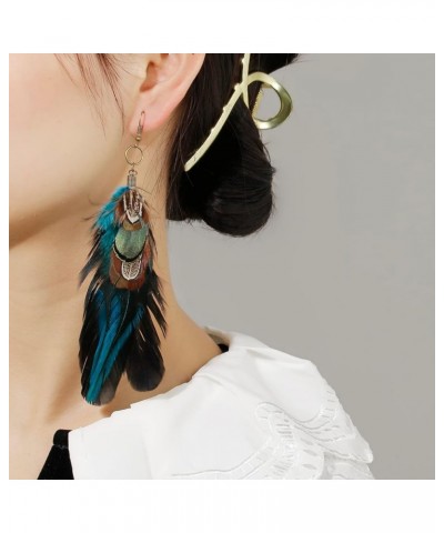 Bohemian Style Boho Multicolor Pheasant Feathers Dangle Earrings for Women and Girls (er006359) Style J $6.29 Earrings